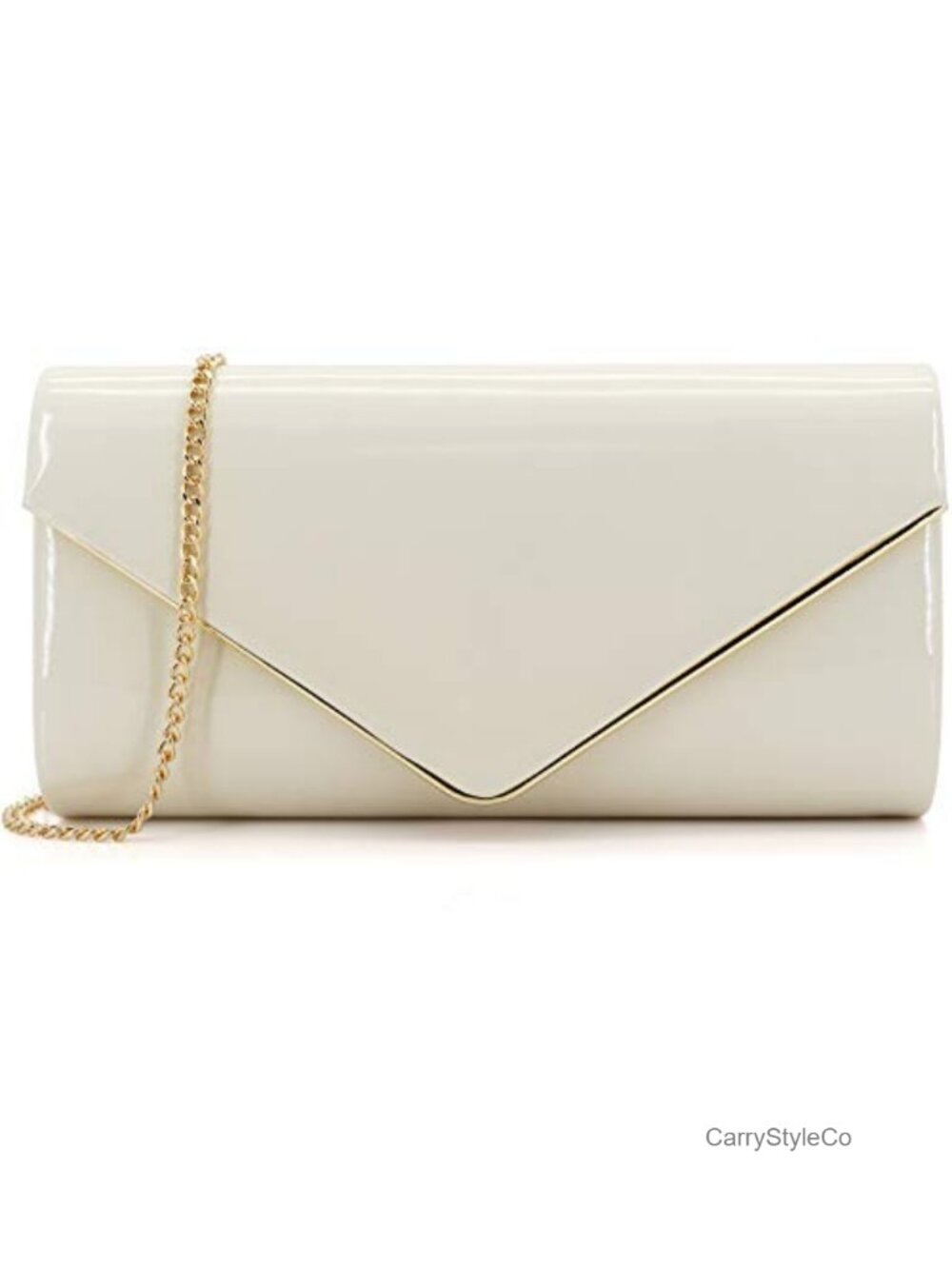 Envelope Clutch Purse Women Vegan Patent Leather Foldover Evening Bag